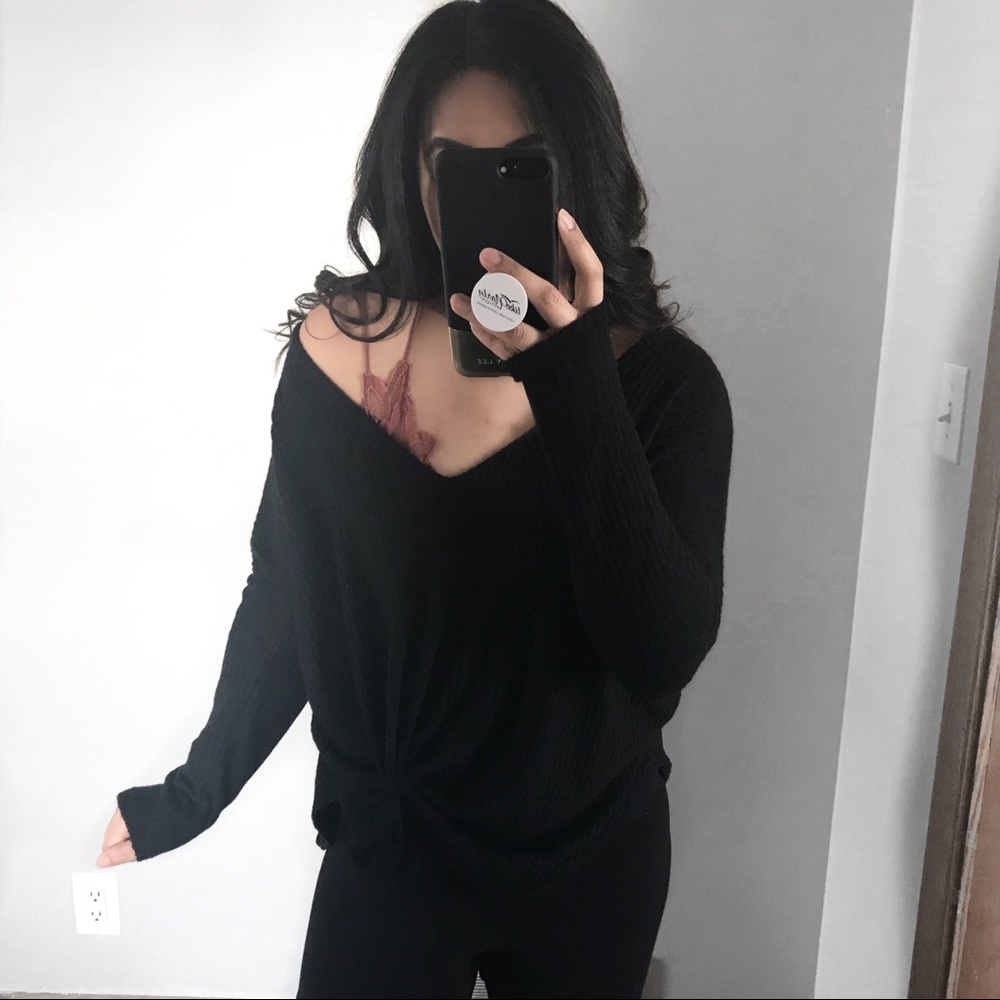 Alyssa Long Sleeve Thermal Knit - Black